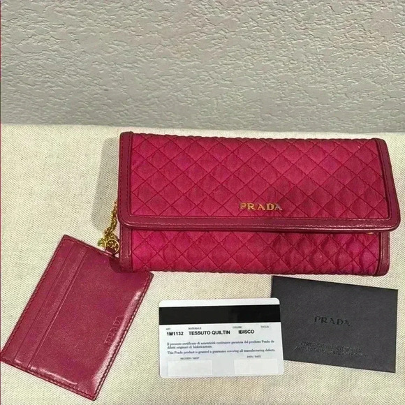 Prada Red Quilted Women's Wallet with Card Holder - Picture 1 of 11
